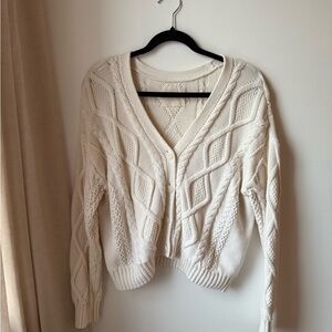 Lucky Brand Cream Cable Knit Cardigan
